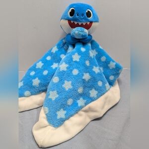 Blue Baby Shark Security Blanket 15" Stars Dots Soft Toy Plush Lovey Pink Fong